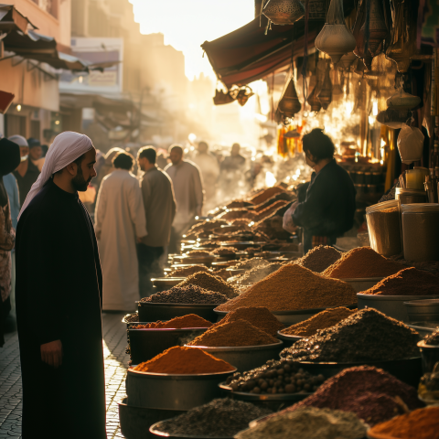 Middle Eastern Spice Market at Sunset