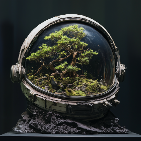 Mini Forest Inside Astronaut Helmet