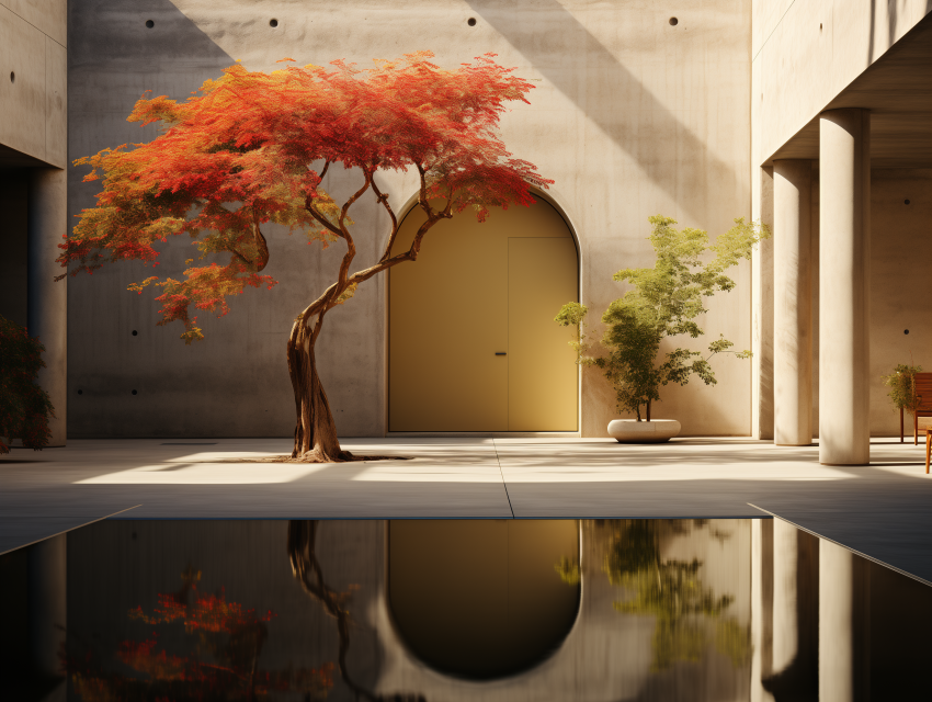 Minimalist Nature Filled Courtyard