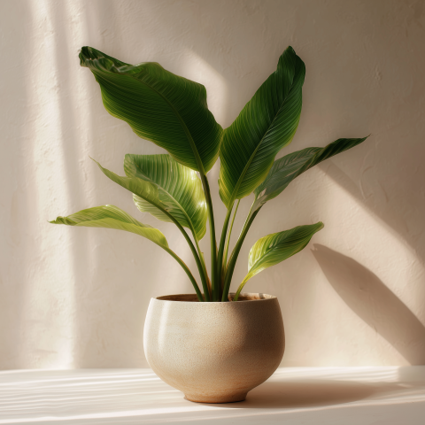 Minimalist Potted Houseplant in Sunlight