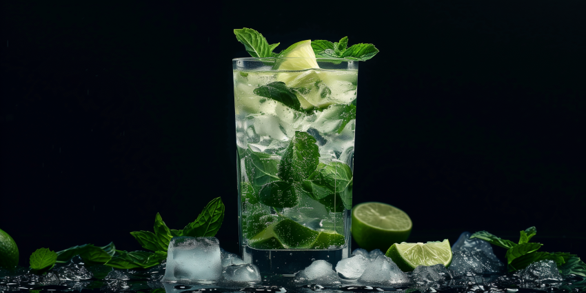 A refreshing mint mojito in a tall glass
