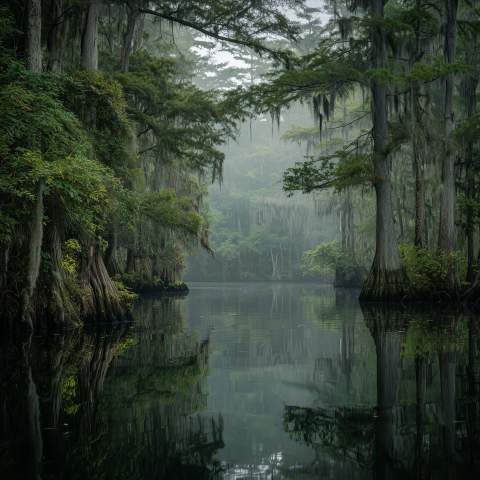 Misty Cypress Swamp Forest Waterway