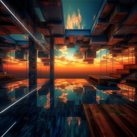 Modern Architecture in the sunset