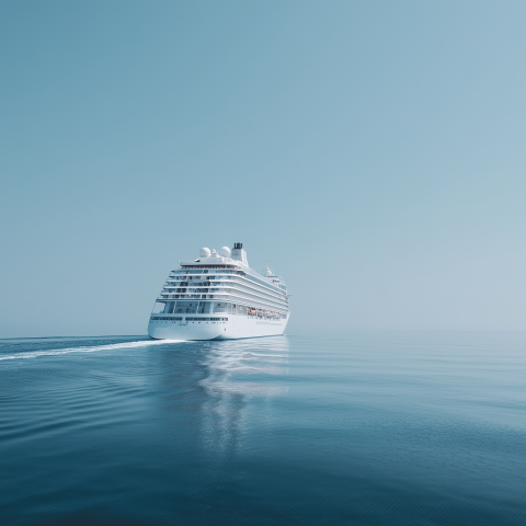Modern Cruise Ship on Open Ocean