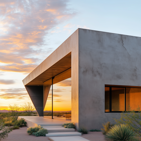 Modern Desert Home at Sunset