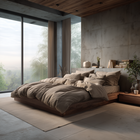 Modern Minimalist Bedroom with Panoramic View