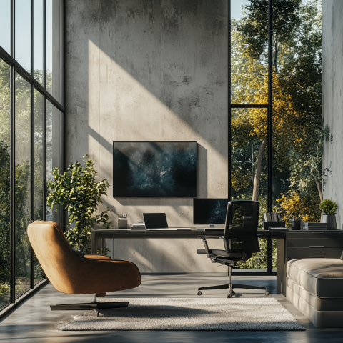 Modern Office with Floor-to-Ceiling Windows
