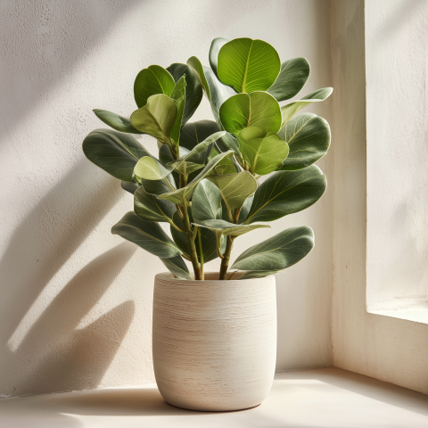 Modern Potted Indoor Plant in Sunlight