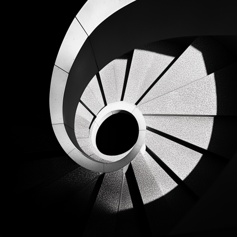 Modern Spiral Staircase in Black and White