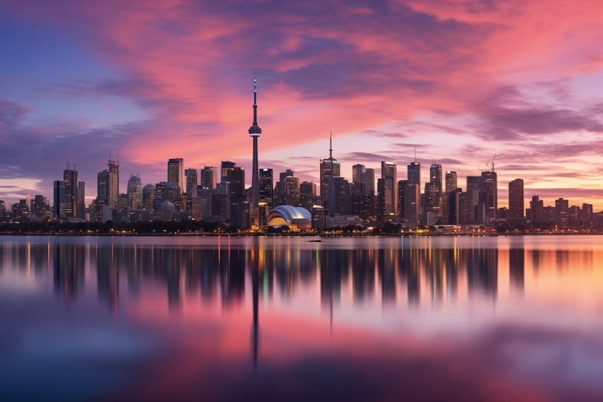 Modern Urban Skyline at Sunset