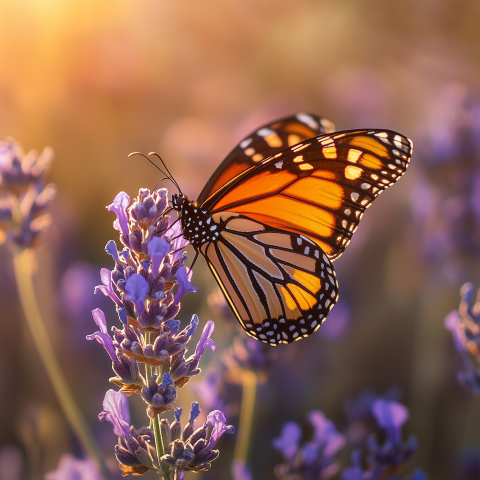 Monarch Butterfly on Lavender Flower