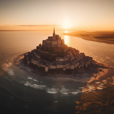 Mont Saint Michael at sunset