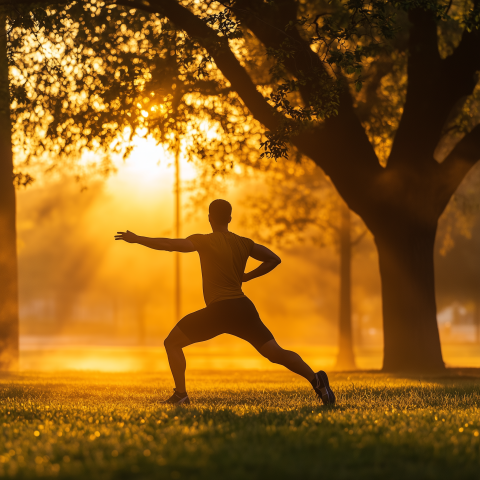 Morning Tai Chi in Golden Park Light