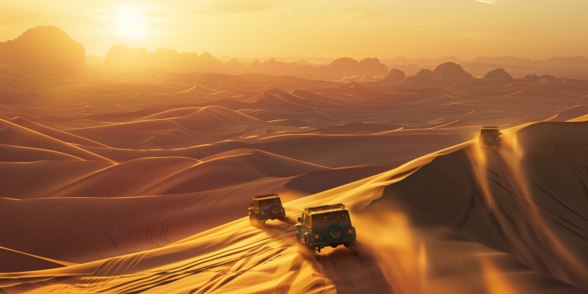 Navigating the Sands in Rugged Jeeps