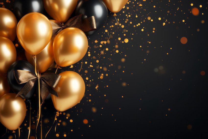 New Year's gold balloons and confetti wallpaper