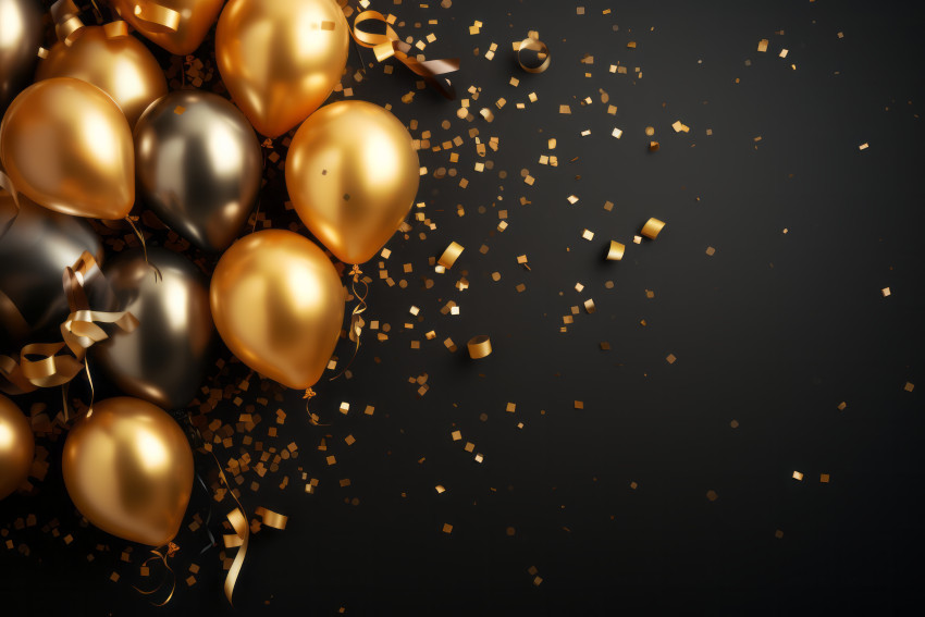 New Year's gold balloons and confetti wallpaper