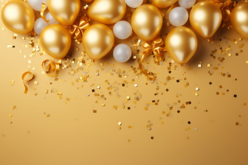 New Year's gold balloons and confetti wallpaper