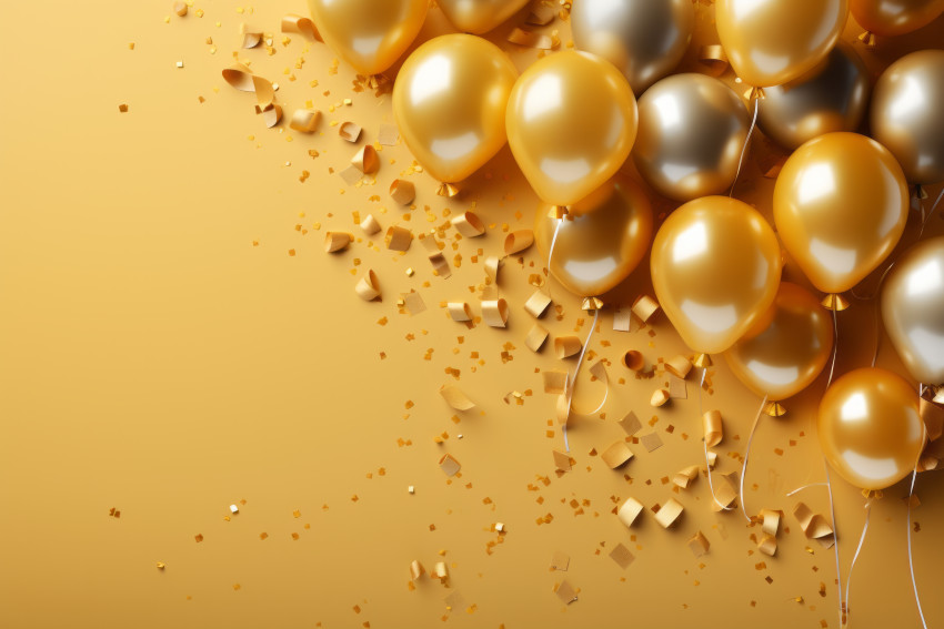 New Year's gold balloons and confetti wallpaper