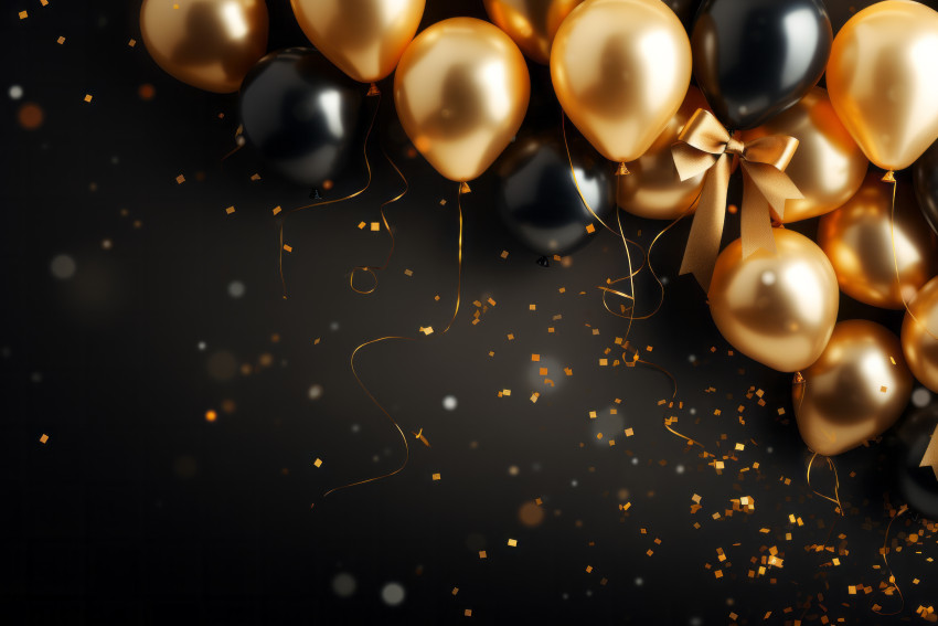 New Year's gold balloons and confetti wallpaper