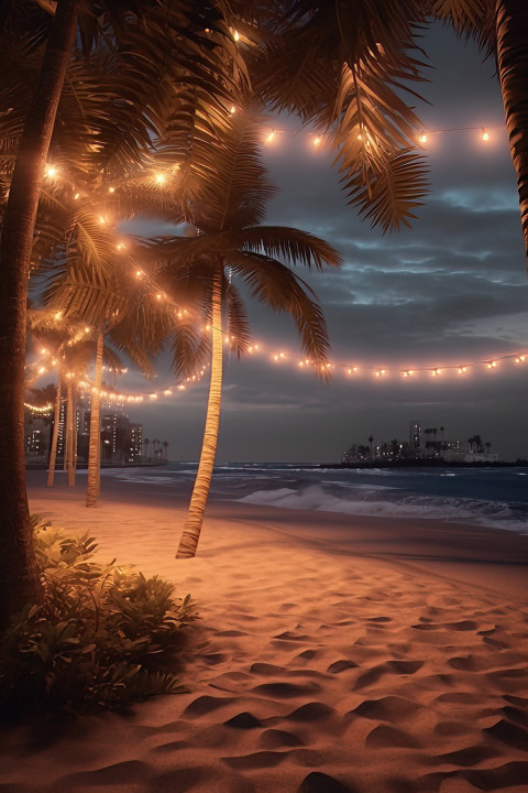 Night time beach scene