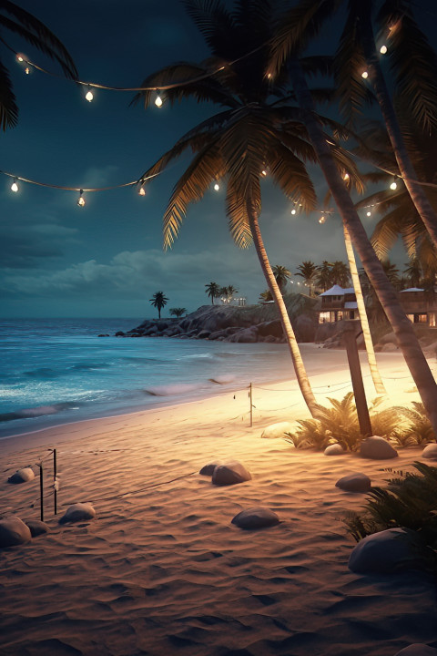 Night time beach scene