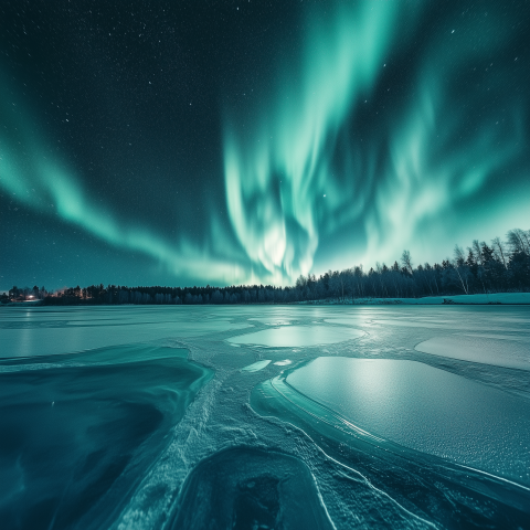 Northern Lights Over a Frozen Lake