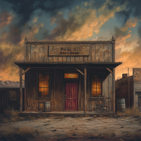 Old Western Saloon at Sunset