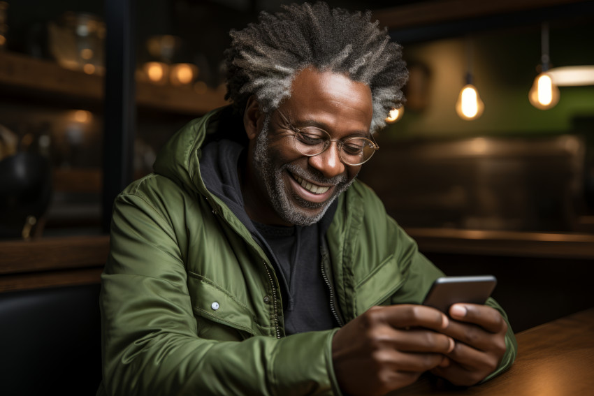Older man holding a mobile phone