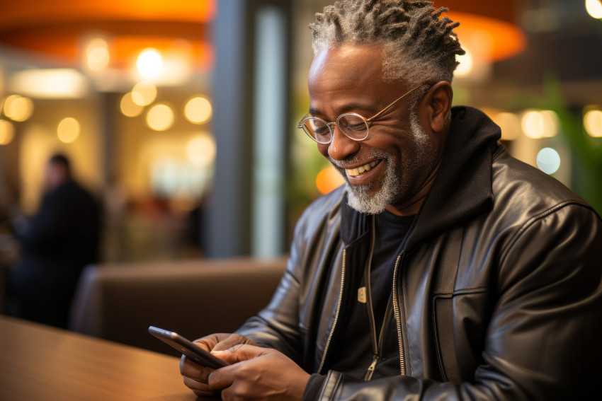 Older man holding a mobile phone