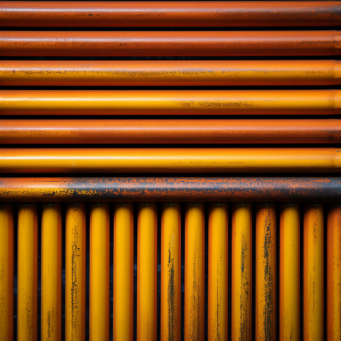 Orange and Yellow Industrial Pipes