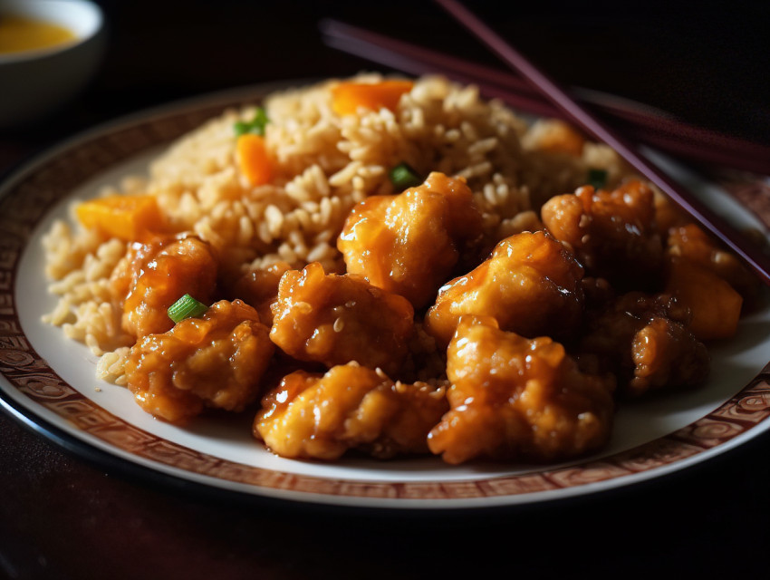 Delicious Orange Chicken With Fried Rice