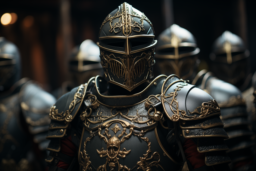 Ornate Black and Gold Knight Armor