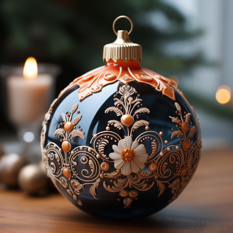 Ornate Christmas Ornament with Floral Patterns