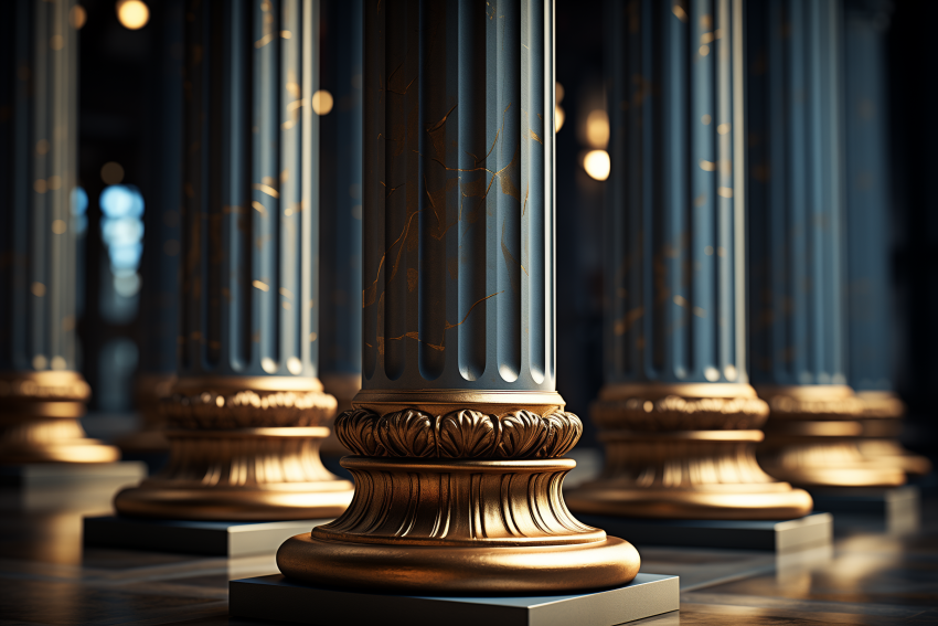 Ornate Columns With Gold Detailing