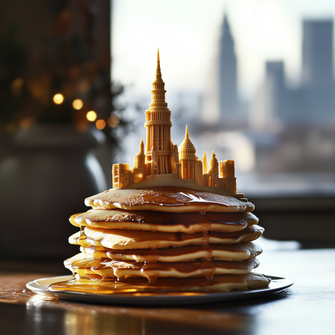 Pancake Stack with Butter Castle Sculpture