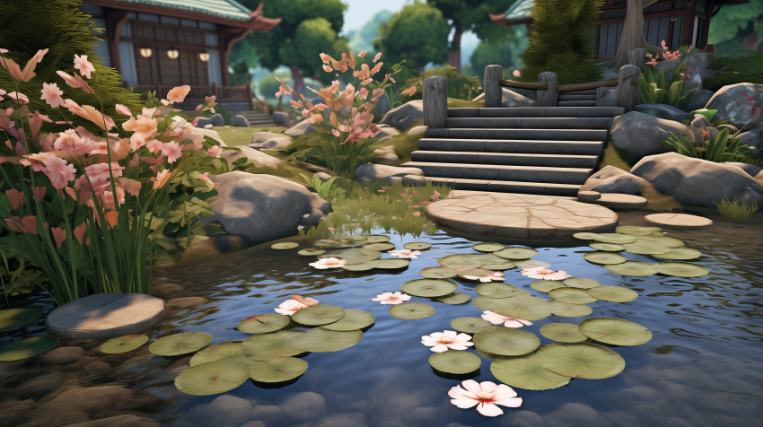 Peaceful Garden with Pond