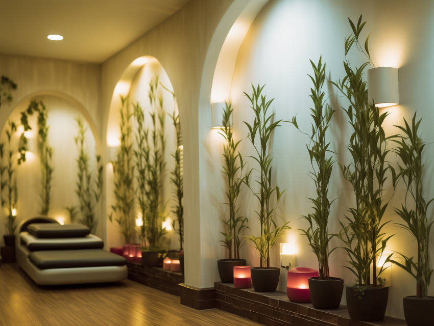 Peaceful Spa Interior with Bamboo Plants