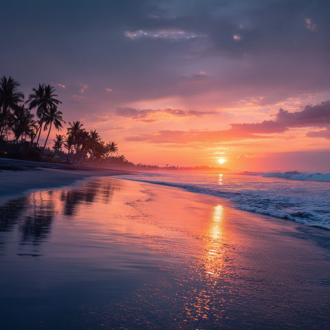 Peaceful Sunset Over Tropical Shoreline