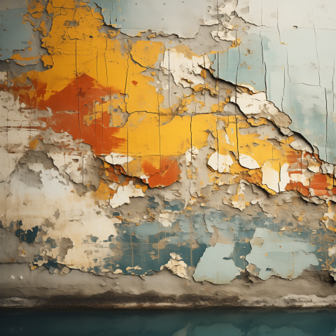 Peeling Painted Wall with Colorful Layers