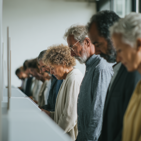People Casting Votes at Polling Station