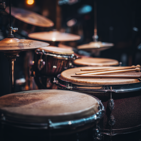 Percussion Drum Kit Ready on Stage