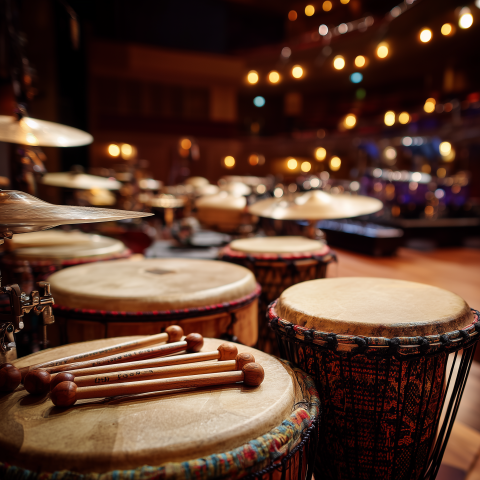 Percussion Drums Prepared for Concert Performance