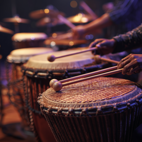 Percussionists Playing Hand Drums Live