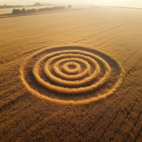 Perfect Spiral Crop Circle in Wheat Field