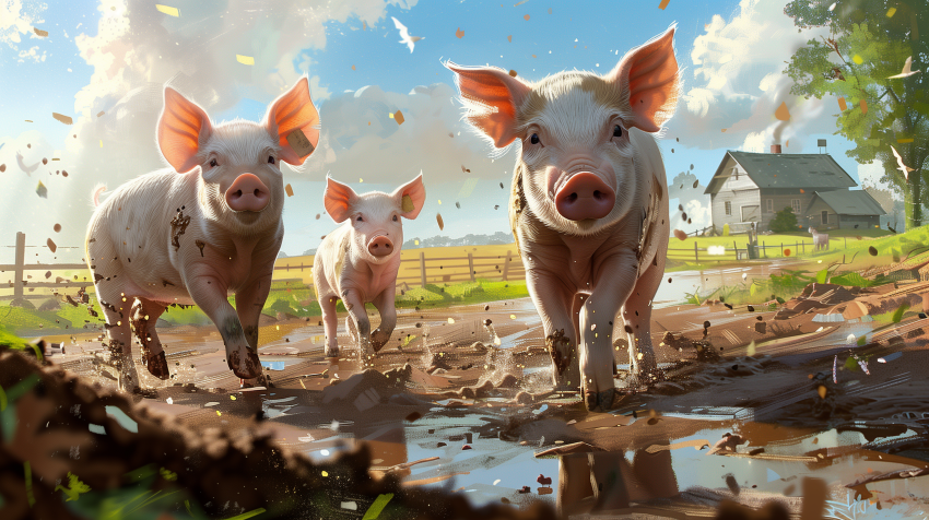 Piglets Muddy Pen