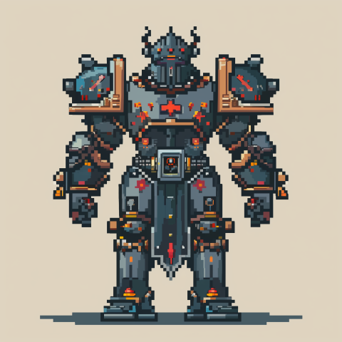Pixel Art Armored War Machine with Spikes  Category: Fantasy