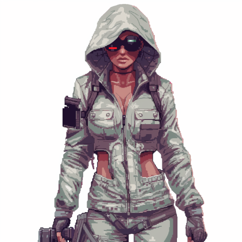 Pixel Art Female Soldier in Tactical Gear