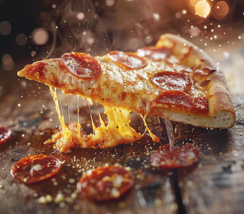 Pizza With Bubbling Cheese