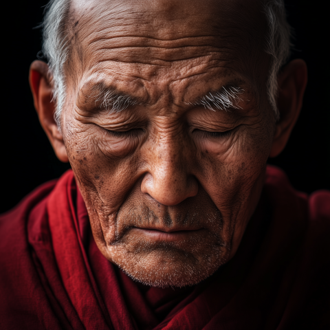 Portrait of a Serene Elderly Monk