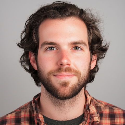 Portrait of a Young Man in Plaid Shirt